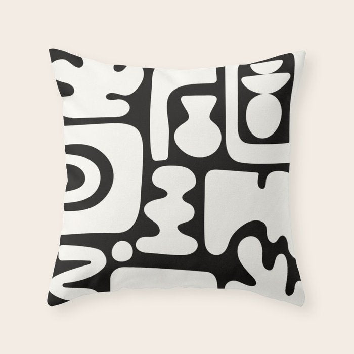 Abstract Black&White Cutouts Throw Pillow Gallery Image 6