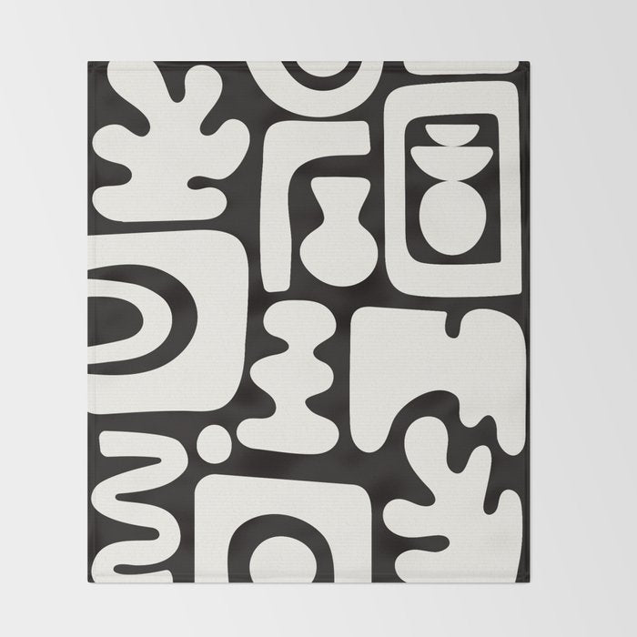 Abstract Black&White Cutouts Throw Blanket Gallery Image 2