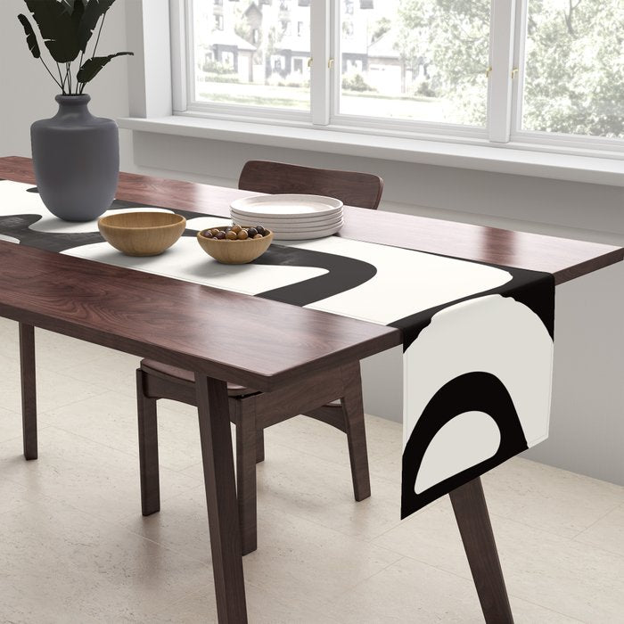 Abstract Black&White Cutouts Table Runner Gallery Image 2