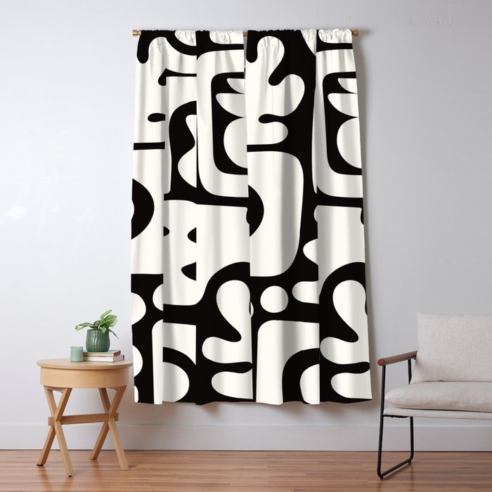 Abstract Black&White Cutouts Window Curtain Gallery Image 5