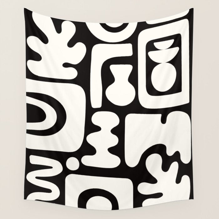 Abstract Black&White Cutouts Wall Tapestry Gallery Image 4