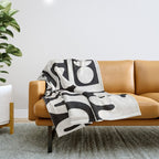 Abstract Black&White Cutouts Throw Blanket Gallery Image 1