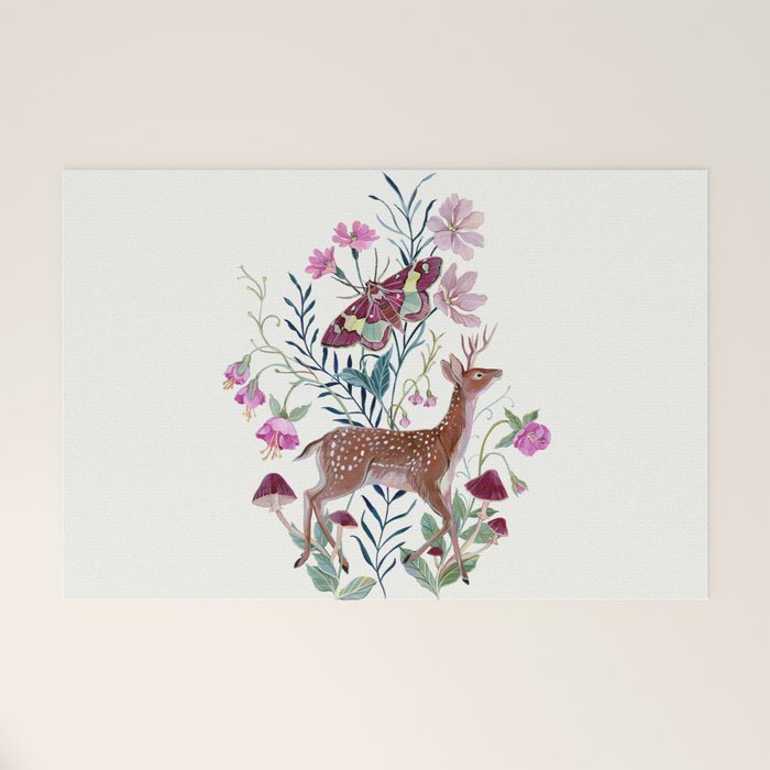 Floral Deer Welcome Mat Gallery Image 1