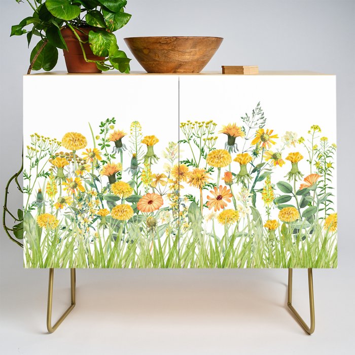 Yellow Scandinavian Wildflowers  Meadow  Credenza Gallery Image 1