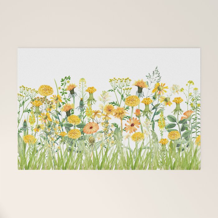 Yellow Scandinavian Wildflowers  Meadow  Welcome Mat Gallery Image 1
