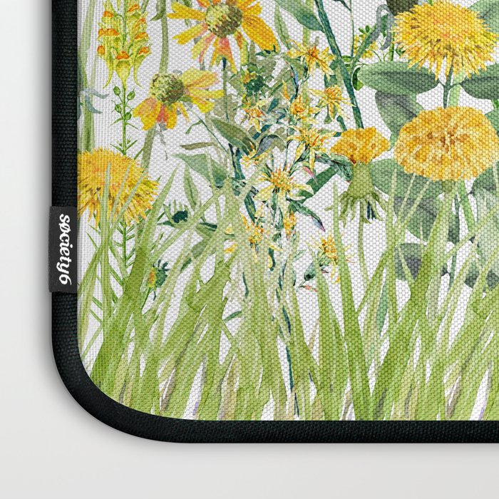 Yellow Scandinavian Wildflowers  Meadow  Laptop Sleeve Gallery Image 3