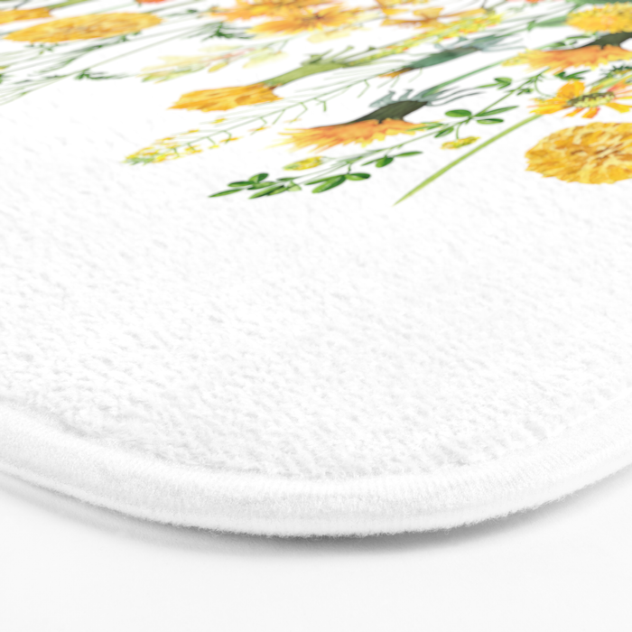 Yellow Scandinavian Wildflowers  Meadow  Bath Mat Gallery Image 3