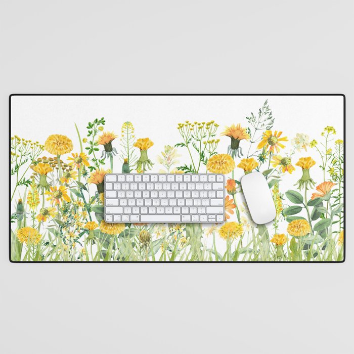 Yellow Scandinavian Wildflowers  Meadow  Desk Mat Gallery Image 1