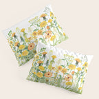 Yellow Scandinavian Wildflowers  Meadow  Pillow Sham Gallery Image 3