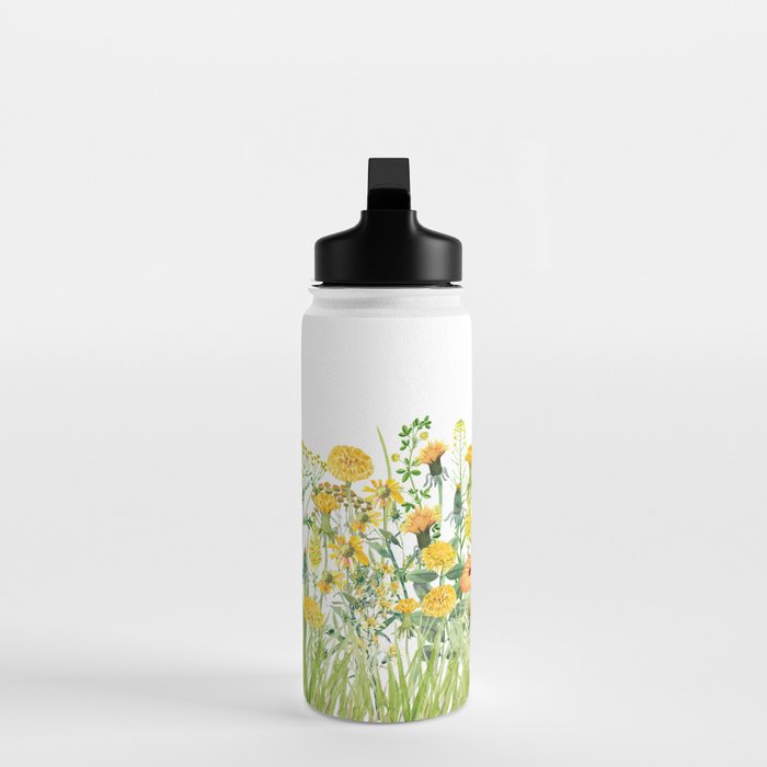 Yellow Scandinavian Wildflowers  Meadow  Water Bottle Gallery Image 3