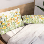 Yellow Scandinavian Wildflowers  Meadow  Pillow Sham Gallery Image 2