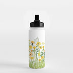 Yellow Scandinavian Wildflowers  Meadow  Water Bottle Gallery Image 2