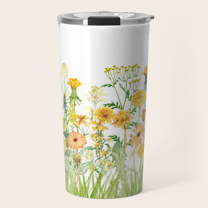 Yellow Scandinavian Wildflowers  Meadow  Travel Mug Gallery Image 1