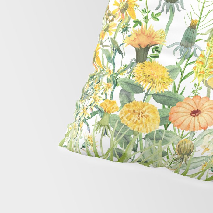 Yellow Scandinavian Wildflowers  Meadow  Pillow Sham Gallery Image 4
