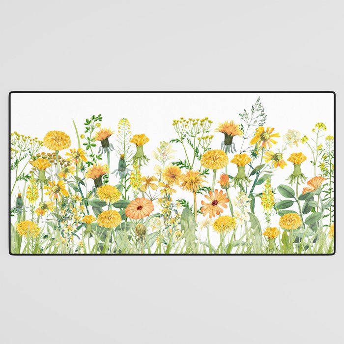 Yellow Scandinavian Wildflowers  Meadow  Desk Mat Gallery Image 3