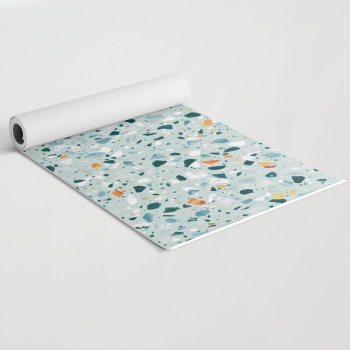 Mint Terrazzo, Eclectic Marble Texture Pattern, Colorful Neutral Pastel Illustration, Floor Tiles Yoga Mat Gallery Image 2