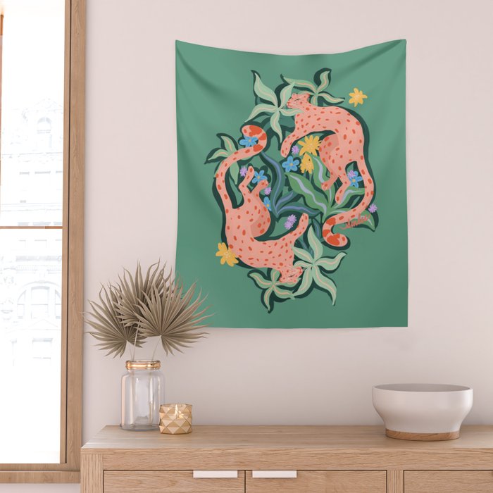 Wild Blush Cheetahs Wall Tapestry Gallery Image 2