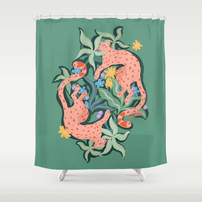 Wild Blush Cheetahs Shower Curtain Gallery Image 1