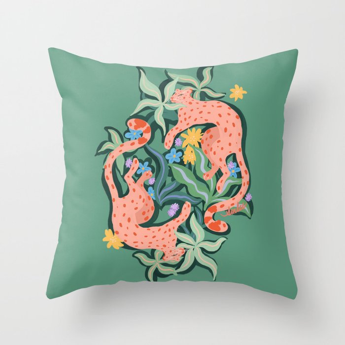 Wild Blush Cheetahs Throw Pillow Gallery Image 6