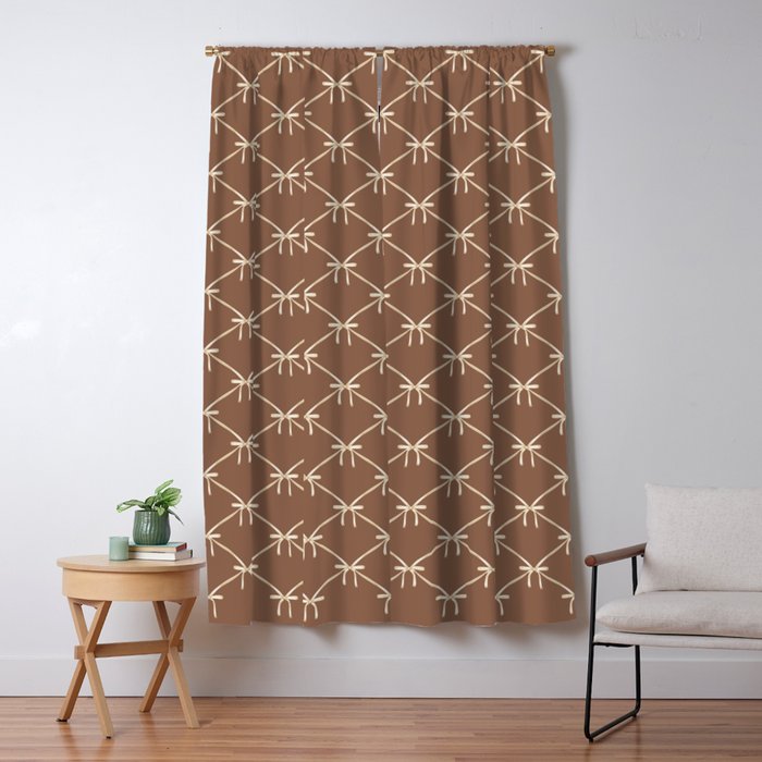 Bows and Ribbons Pattern LXII Coffee Creme Window Curtain Gallery Image 1