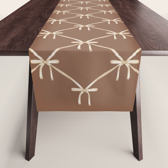 Bows and Ribbons Pattern LXII Coffee Creme Table Runner Gallery Image 1