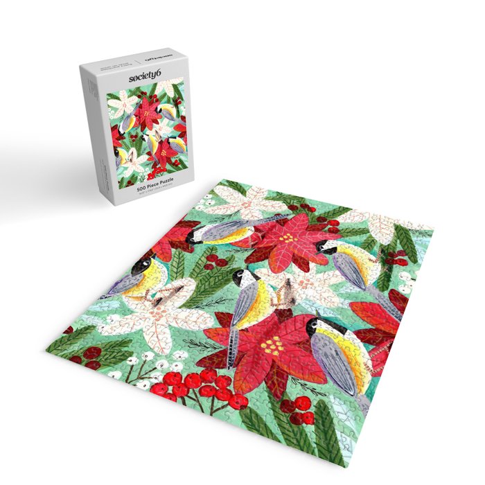 Winter birds tits and Christmas flowers Jigsaw Puzzle Gallery Image 2