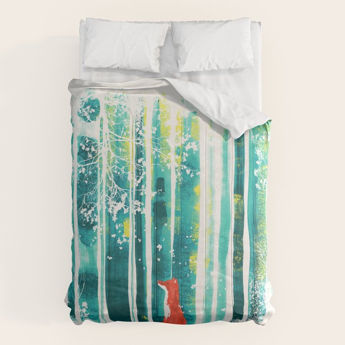Fox in quiet forest Comforter Gallery Image 1