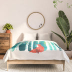 Fox in quiet forest Comforter Gallery Image 3
