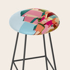 Crimson Rouge, Colorful Architecture Buildings, Greece Cityscape Skyline, Seagull Travel Summer Eclectic Bohemian Pop of Color Positivity Stool Gallery Image 2