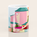 Crimson Rouge, Colorful Architecture Buildings, Greece Cityscape Skyline, Seagull Travel Summer Eclectic Bohemian Pop of Color Positivity Coffee Mug Gallery Image 4