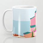 Crimson Rouge, Colorful Architecture Buildings, Greece Cityscape Skyline, Seagull Travel Summer Eclectic Bohemian Pop of Color Positivity Coffee Mug Gallery Image 3