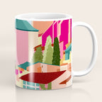 Crimson Rouge, Colorful Architecture Buildings, Greece Cityscape Skyline, Seagull Travel Summer Eclectic Bohemian Pop of Color Positivity Coffee Mug Gallery Image 1