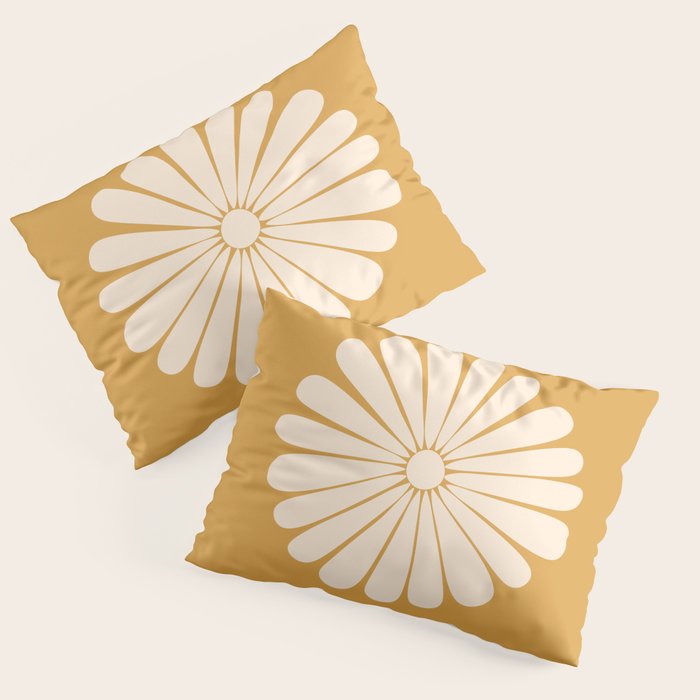 Retro Daisy Abstract XVIII Golden Orange Bold Floral Pillow Sham Gallery Image 3