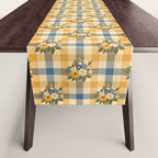 Country Retro Cottage Flowers plaid Table Runner Gallery Image 1