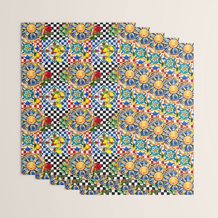 Sicilian sun,majolica,lemon,roses art Wrapping Paper Gallery Image 3