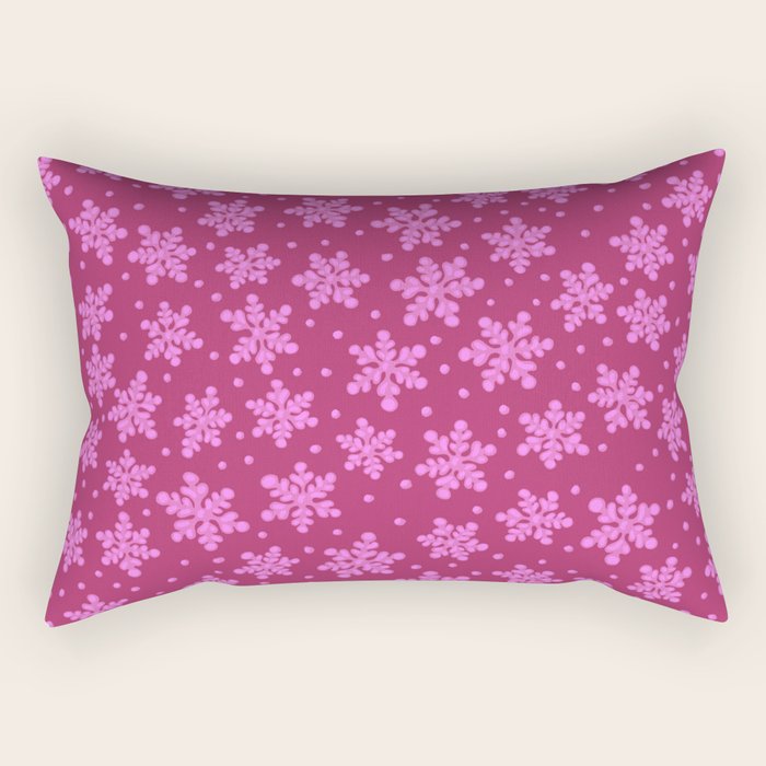 Pretty in Pink Winter Snowflakes Rectangular Pillow Gallery Image 2