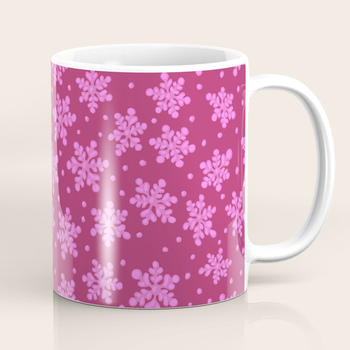 Pretty in Pink Winter Snowflakes Coffee Mug Gallery Image 1