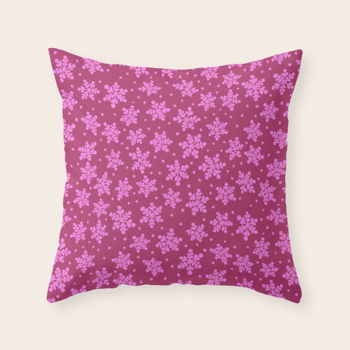 Pretty in Pink Winter Snowflakes Throw Pillow Gallery Image 1