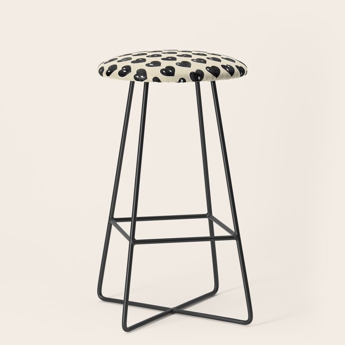 Love Hearts - black and cream Stool Gallery Image 1