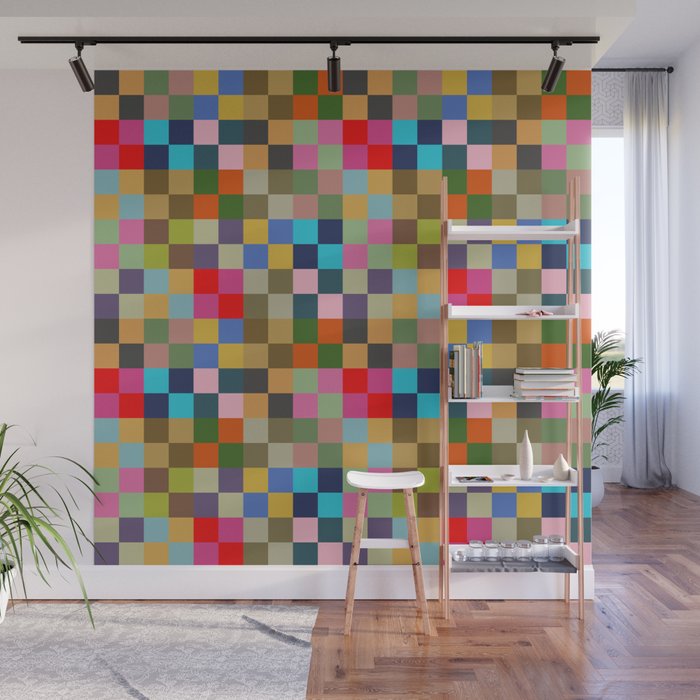 Colorful Checkerboard Wall Mural Gallery Image 1