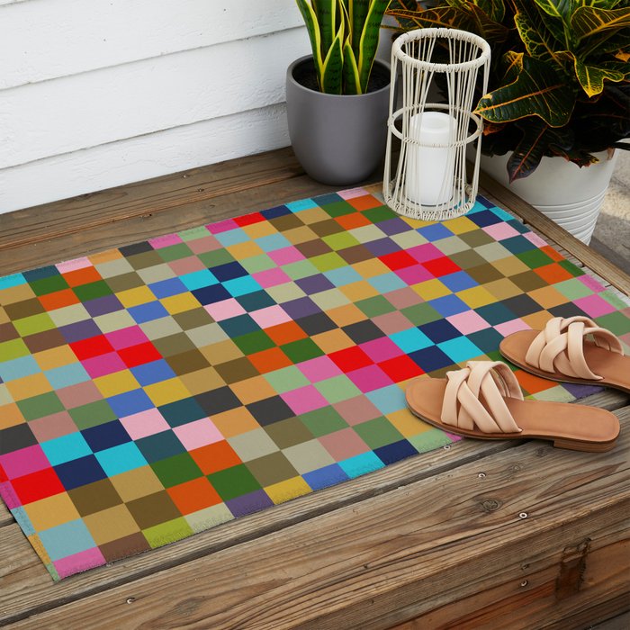 Colorful Checkerboard Outdoor Rug Gallery Image 2