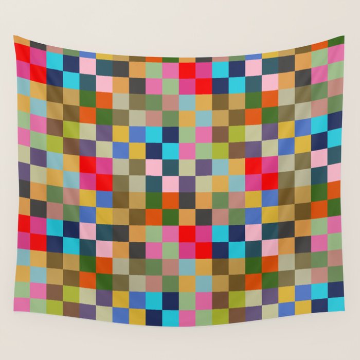 Colorful Checkerboard Wall Tapestry Gallery Image 1