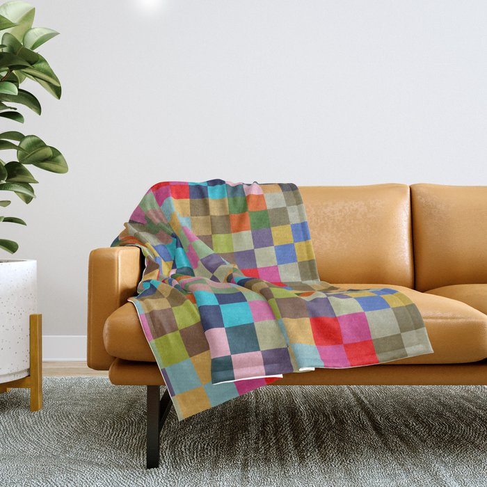 Colorful Checkerboard Throw Blanket Gallery Image 1