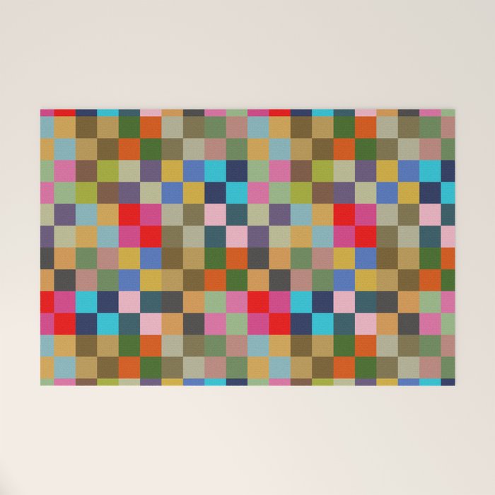 Colorful Checkerboard Welcome Mat Gallery Image 1