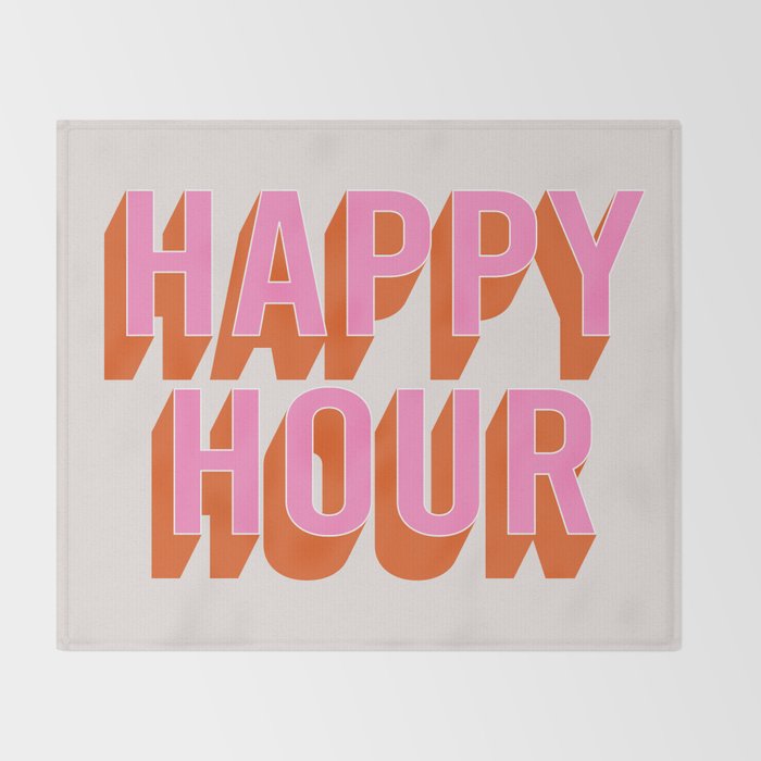 Happy Hour (Pink Orange) Throw Blanket Gallery Image 2