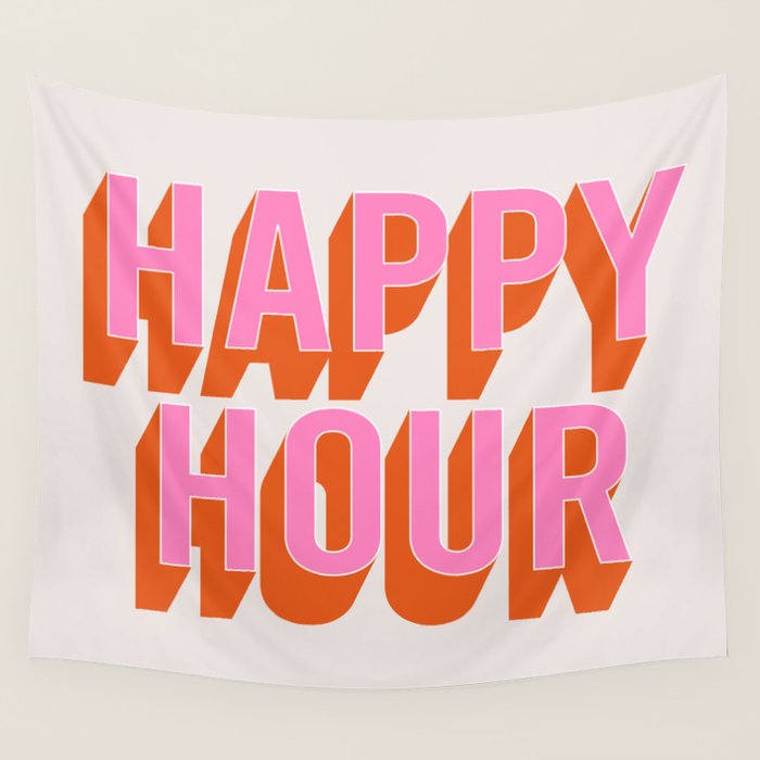 Happy Hour (Pink Orange) Wall Tapestry Gallery Image 4