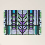 Aqua and Green Art Deco Stained Glass Design Welcome Mat Gallery Image 1