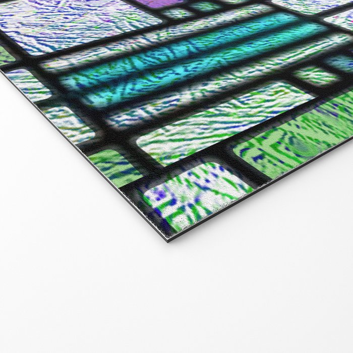 Aqua and Green Art Deco Stained Glass Design Welcome Mat Gallery Image 2