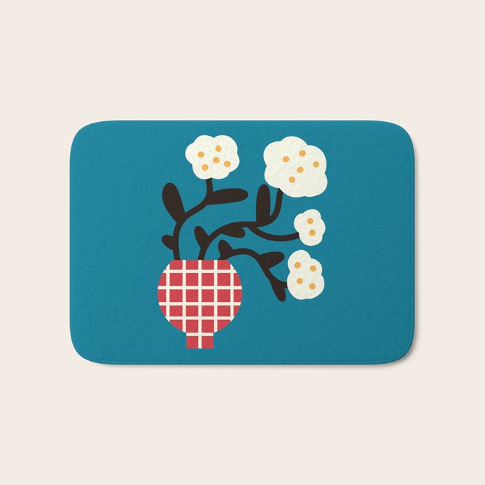 Modern Minimalist Cotton Flowers Bath Mat Gallery Image 1