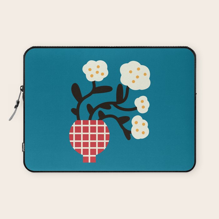 Modern Minimalist Cotton Flowers Laptop Sleeve Gallery Image 1